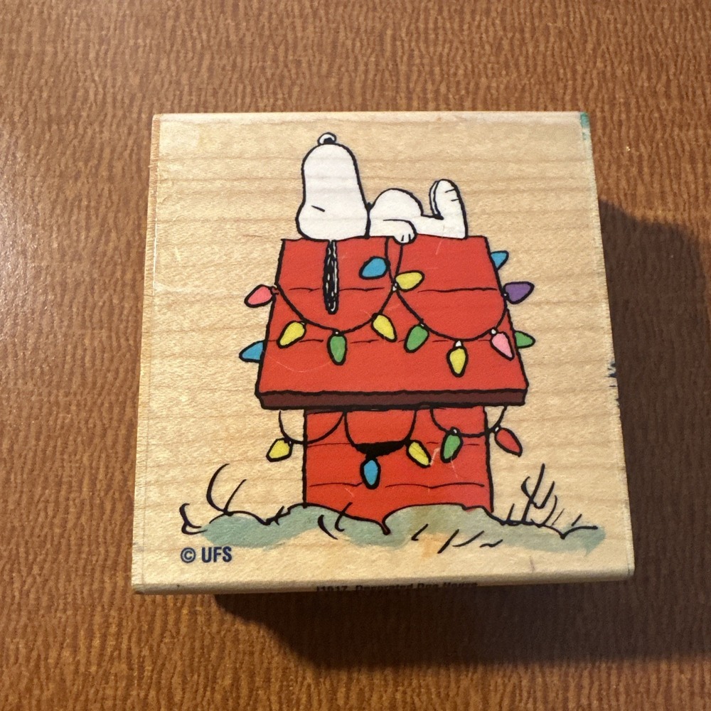 Peanuts Snoopy Decorated Dog House Stampabilities Christmas Rubber Stamp